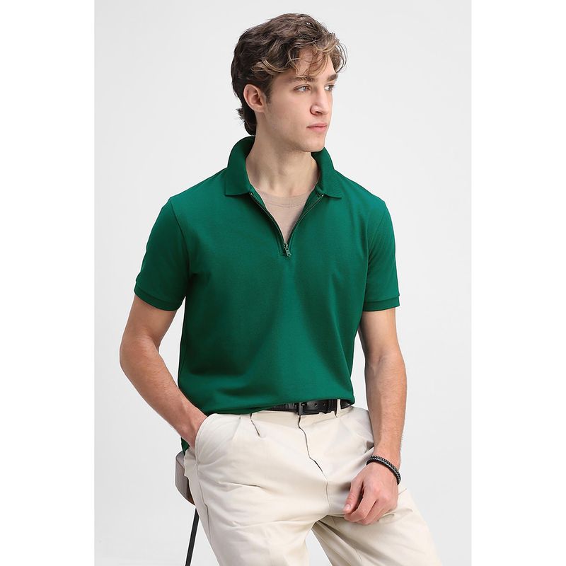 Snitch Men Green Collar Neck Regular Fit Polo T-Shirt (2XL)