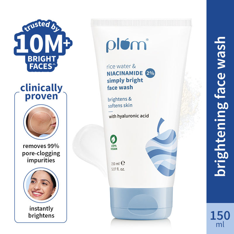 Plum 2% Niacinamide Face Wash With Rice Water For Oily Skin, Brightens & Hydrates