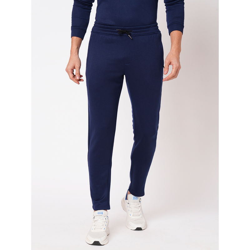ROOKIES Navy Blue Slim Fit Polyester Athleisure Trackpant (S)