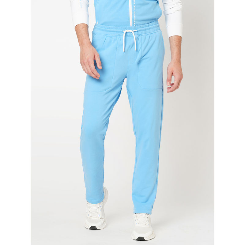 ROOKIES Blue Slim Fit Cotton Spandex Athleisure Trackpant (M)
