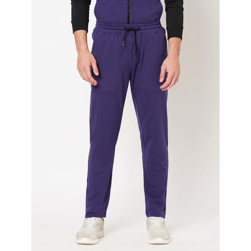 ROOKIES Navy Blue Slim Fit Cotton Spandex Athleisure Trackpant (S)