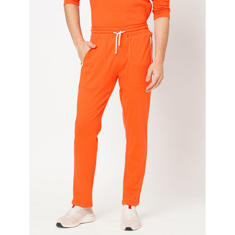 ROOKIES Orange Slim Fit Pure Cotton Athleisure Trackpant (M)