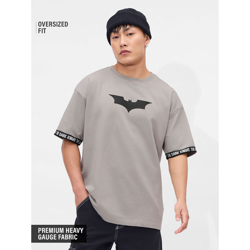 The Souled Store Grey Batman Logo Oversized T-Shirt (2XL)