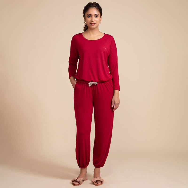 Nykd by Nykaa Modal Lounge Set - Rio Red NYS016 (S)