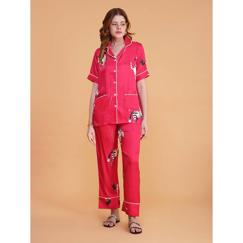 Noite Luxe Premium Satin Night Suit – Soft Satin Sleepwear Set (XS)