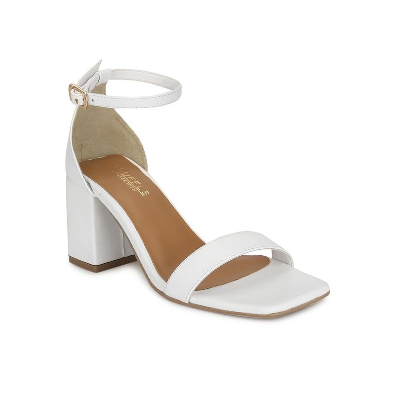Truffle Collection White PU Block Heel Sandals (UK 4)