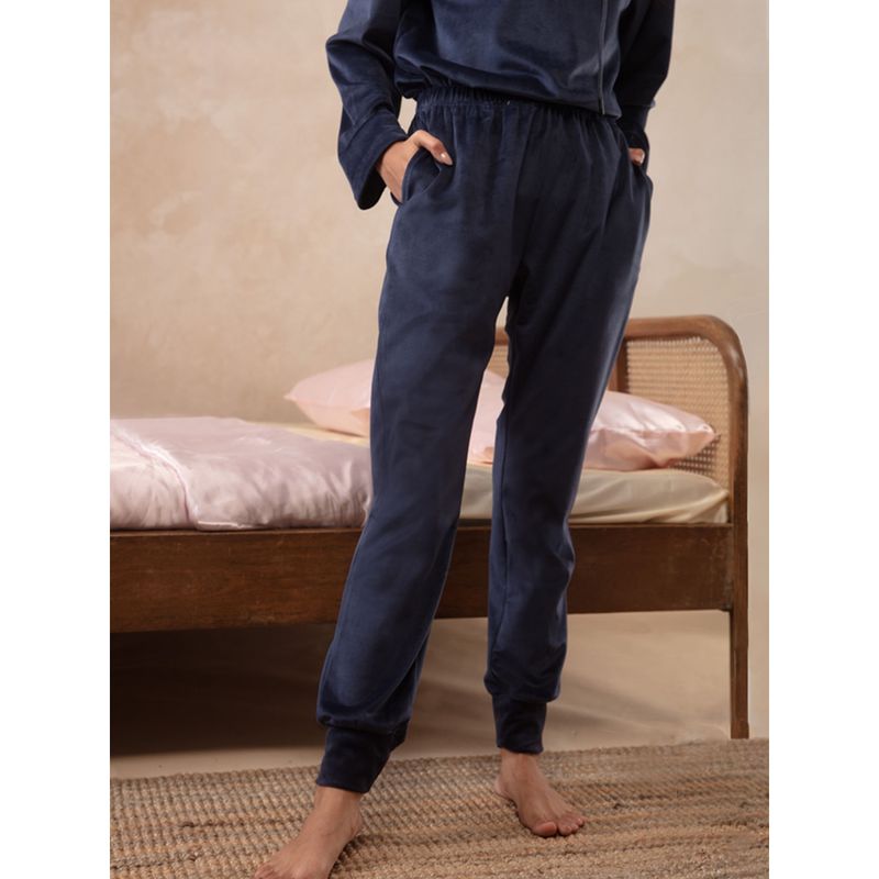 Nykd by Nykaa Velour Jogger - Navy Blue NYS049 (XL)