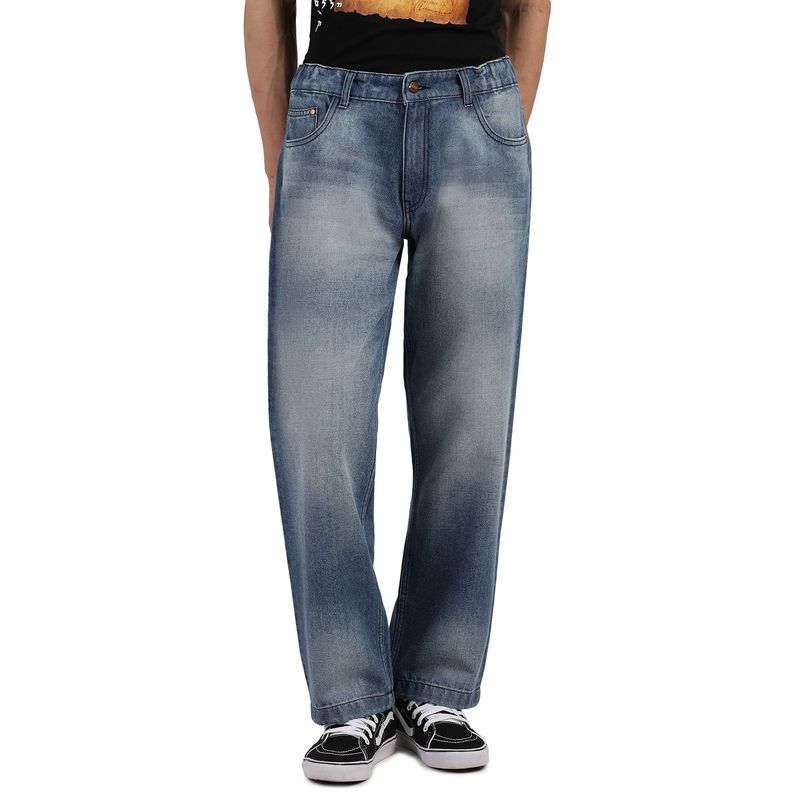 NoBiY Laser Wash Baggy Denim Pant (36)