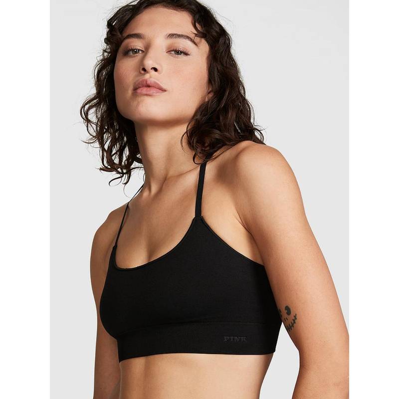 Victoria's Secret Seamless Scoop Black Sports Bra (2XL)