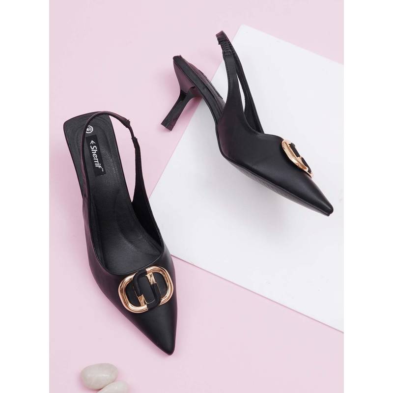 Sherrif Shoes Women Black Stiletto Heels (EURO 33)
