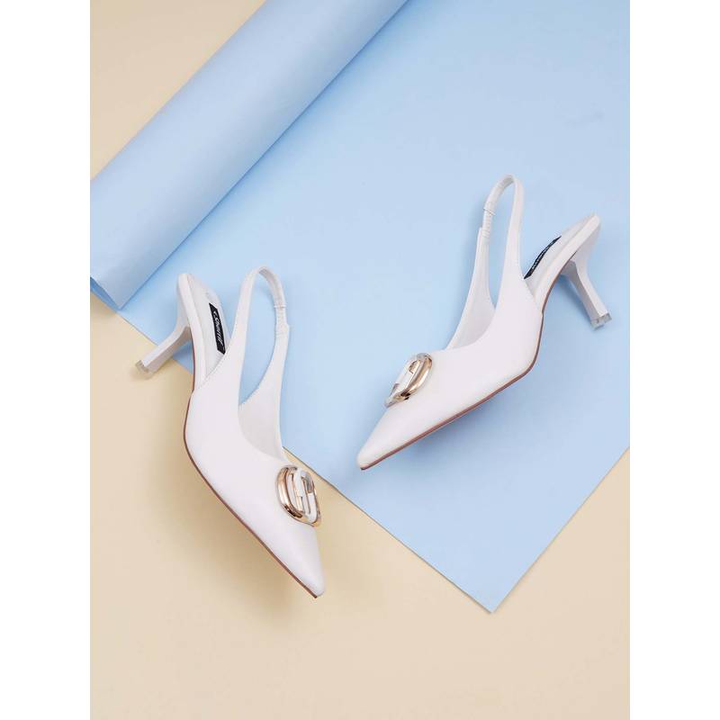Sherrif Shoes Women White Stiletto Heels (EURO 33)