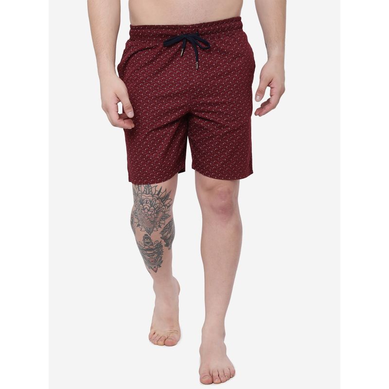 JadeBlue Men Maroon Cotton Slim Fit Printed Boxer Shorts (40)
