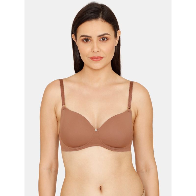 Zivame Beautiful Basics Padded Non Wired 3-4th Coverage Backless Bra - Baltic - Brown (38B)