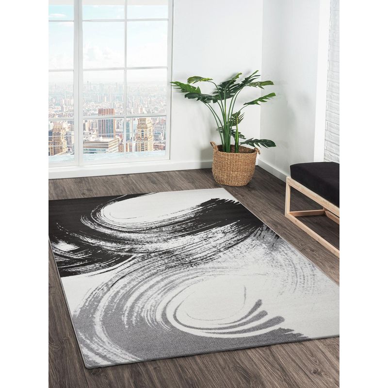 OBSESSIONS Abstract Polypropylene Carpet, Charcoal and Grey (5X7 Feet)