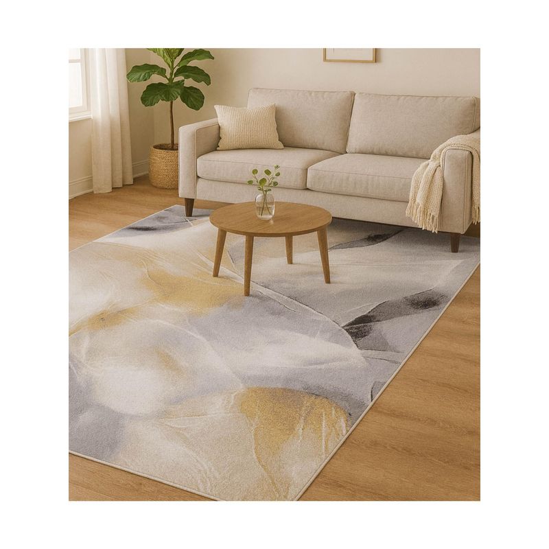 OBSESSIONS Abstract Polypropylene Carpet, Grey (4X6 Feet)