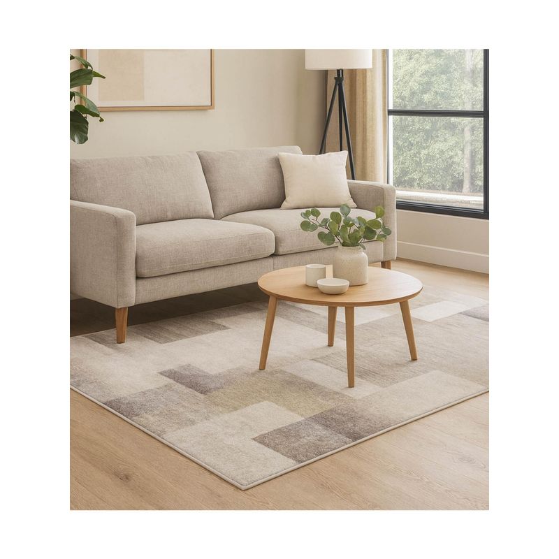 OBSESSIONS Abstract Polypropylene Carpet, Olive (5X7 Feet)