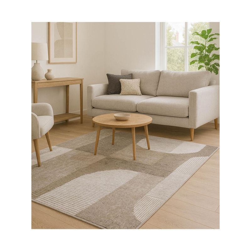 OBSESSIONS Abstract Polypropylene Carpet, Olive (4X6 Feet)