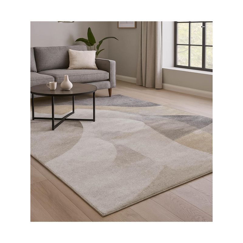 OBSESSIONS Abstract Polypropylene Carpet, Cream (4X6 Feet)