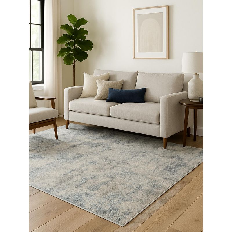 OBSESSIONS Polyester Machine Made Rectangular Floor Carpet, Light Grey (4X6 Feet)