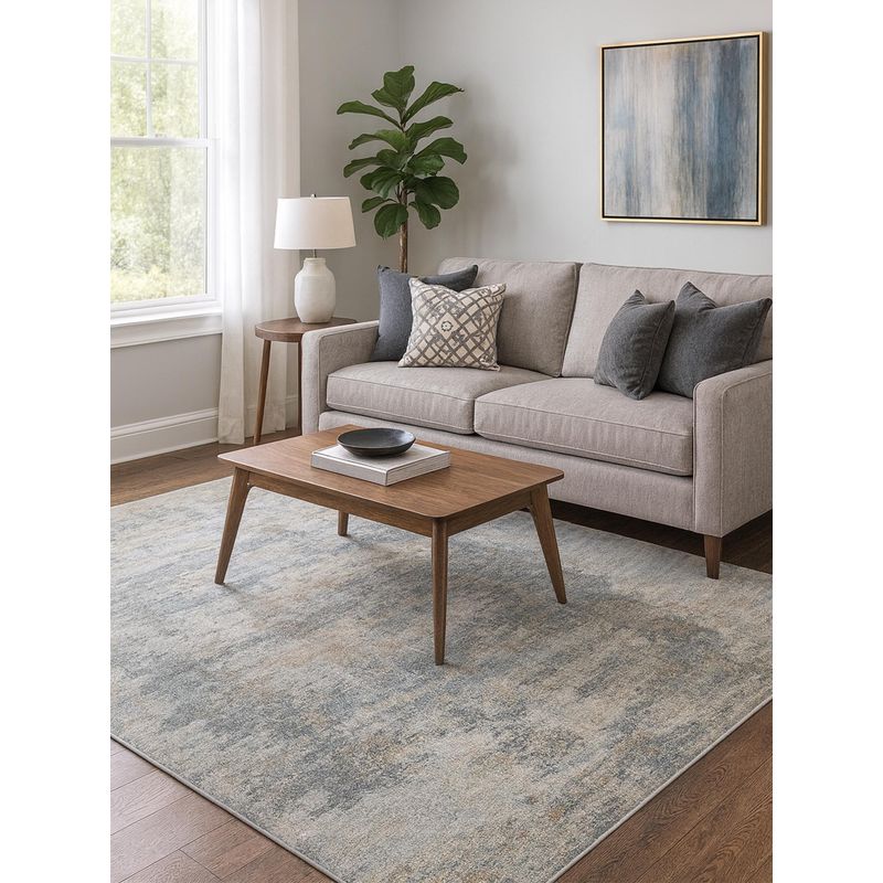 OBSESSIONS Polyester Machine Made Rectangular Floor Carpet, Light Grey (4X6 Feet)