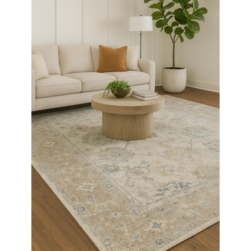OBSESSIONS Polyester Machine Made Rectangular Floor Carpet, Cream (4X6 Feet)