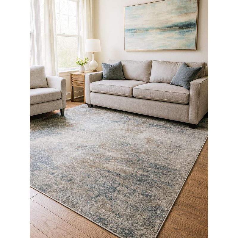 OBSESSIONS Polyester Machine Made Rectangular Floor Carpet, Light Grey (4X6 Feet)