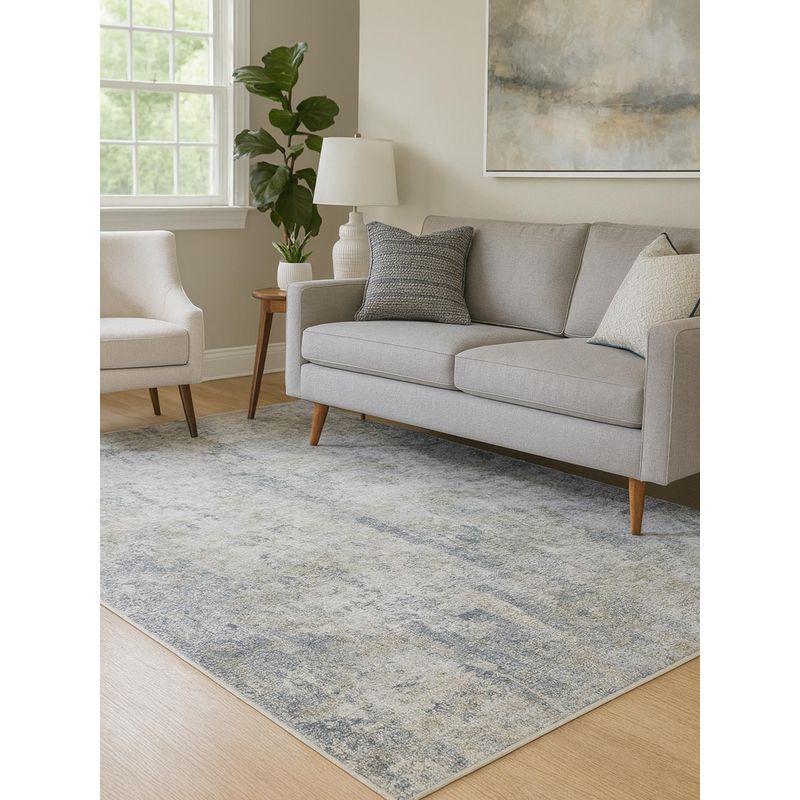 OBSESSIONS Polyester Machine Made Rectangular Floor Carpet, Light Grey (4X6 Feet)