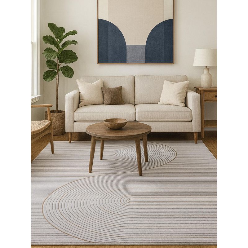 OBSESSIONS Abstract Polyester Carpet, Grey (4X6 Feet)