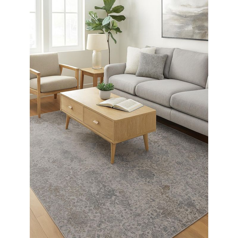 OBSESSIONS Classical Polyester Carpet, Grey (6X9 Feet)