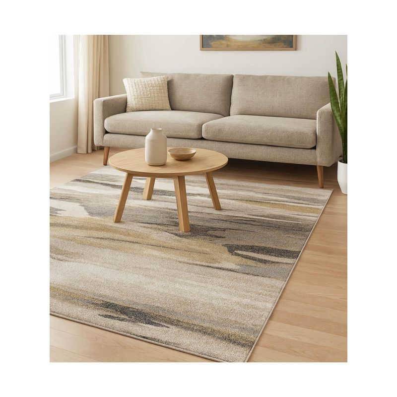 OBSESSIONS Abstract Polypropylene Carpet, Olive (4X6 Feet)
