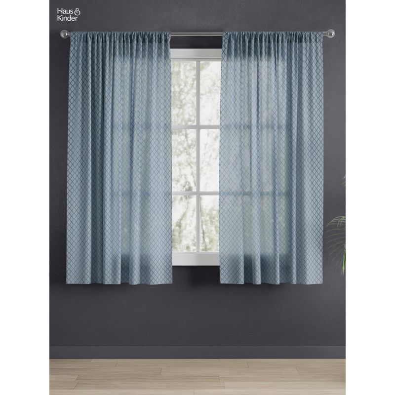 Haus & Kinder Signature Silver Mesh Sheer Jacquard Window Curtains , Rod Pocket, 105 GSM (5 Feet)