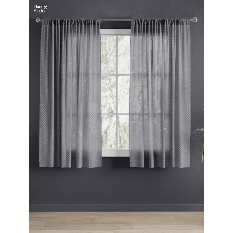 Haus & Kinder Signature Silver Ripple Sheer Jacquard Window Curtains 130 GSM (5 Feet) (Pack of 2)