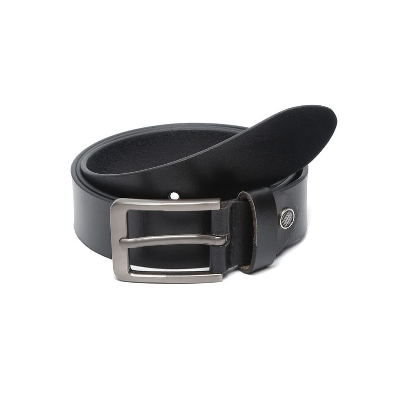 Teakwood Men Black Solid Genuine Leather Belt (38)