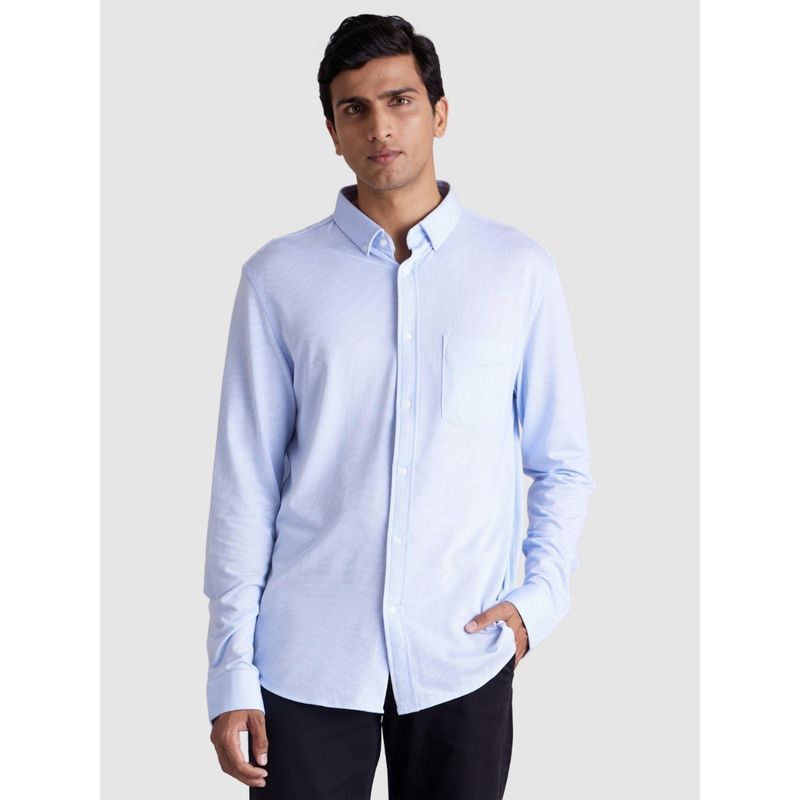 CELIO Men Striped Blue Long Sleeve Shirt (XL)