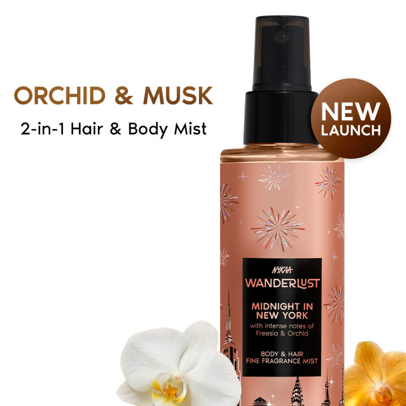 Wanderlust Midnight in New York Hair & Body Mist Long-Lasting Night Fragrance Orchid Caramel