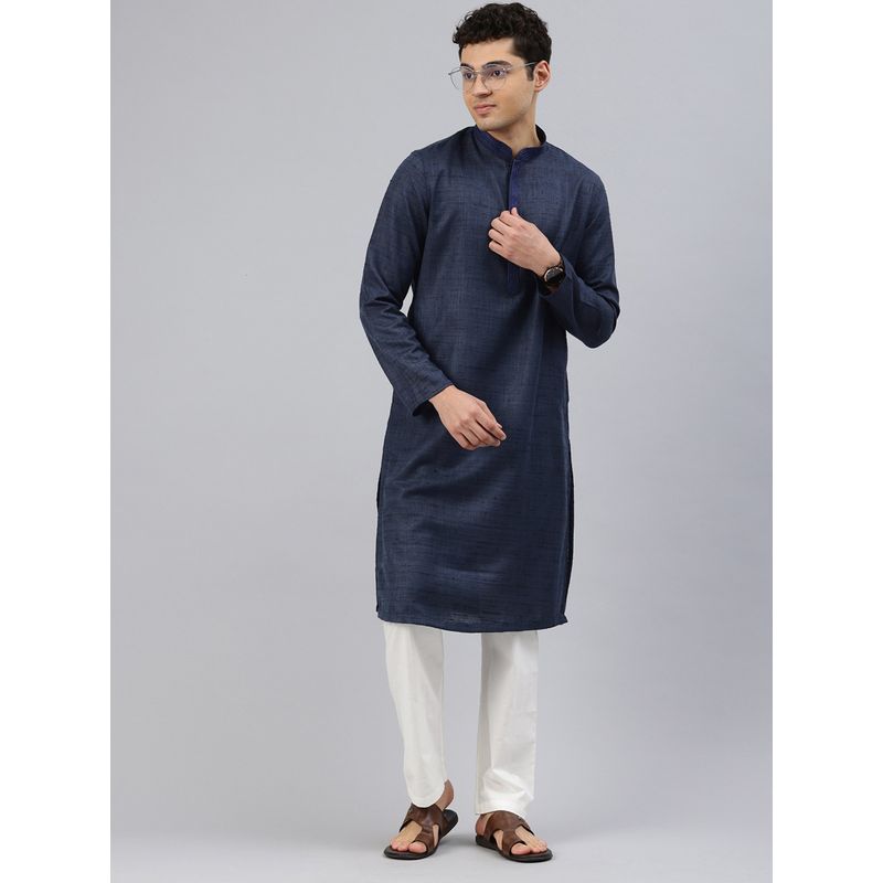 Manthan Blue Art Silk Solid Kurta and Pyjama (Set of 2) (2XL)