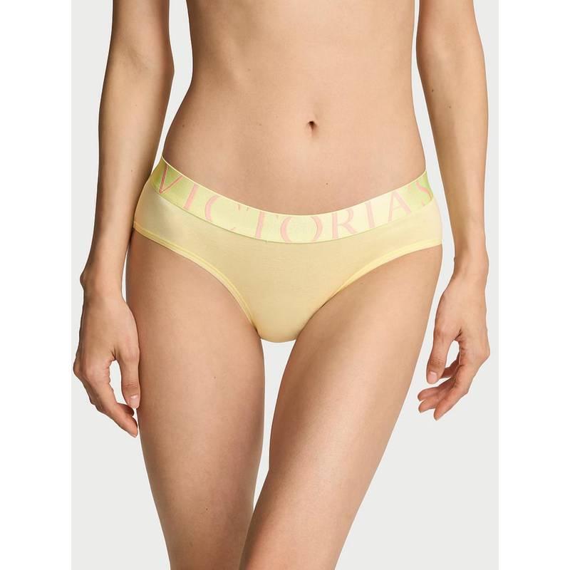 Victoria's Secret Yellow Cotton Exploded Logo Cotton Hiphugger Panty (S)