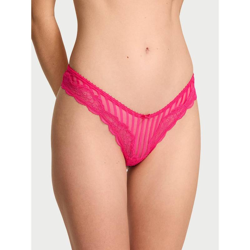 Victoria's Secret Tease Sheer Stripes High Leg Thong Panty (XS)