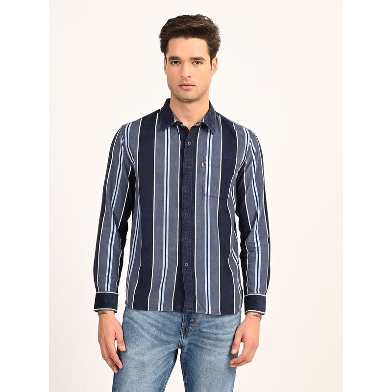 Levi's Blue Cotton Full Sleeves Shirt (M)