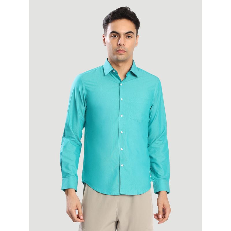 Bene Kleed Turquoise Cotton Blend Full Sleeves Shirt (38)