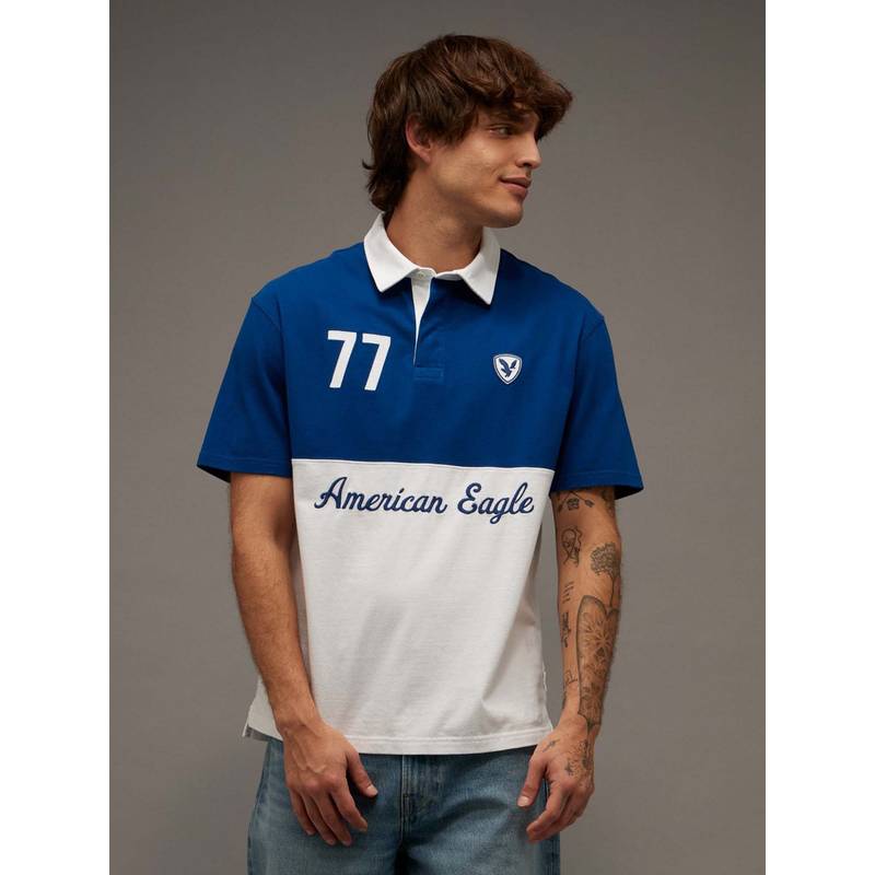 American Eagle Ae Standard Fit Graphic Polo T-Shirt (L)