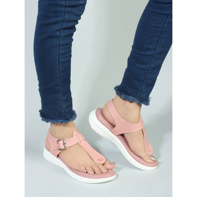 Carlton London Pink Comfort Women's Buckle Sandals (EURO 38)