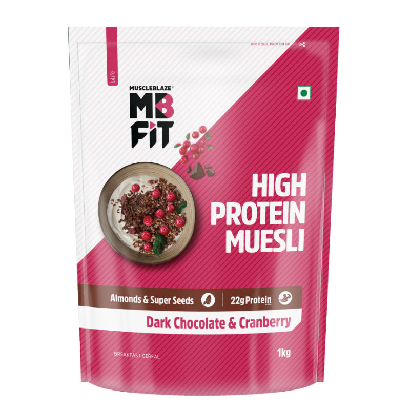MuscleBlaze High Protein Muesli - Dark Chocolate & Cranberry