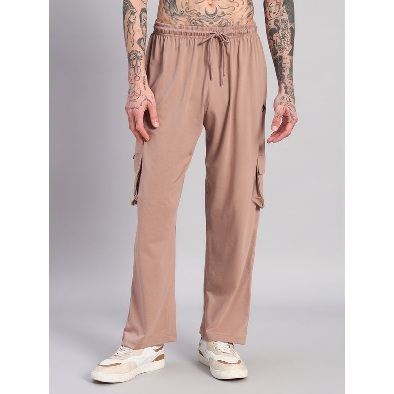 Griffel Men Cotton Fabric Solid Beige Trackpant (M)