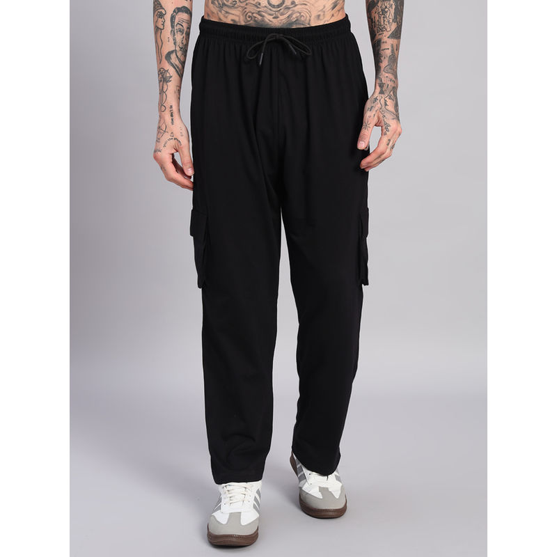 Griffel Men Cotton Fabric Solid Black Trackpant (S)