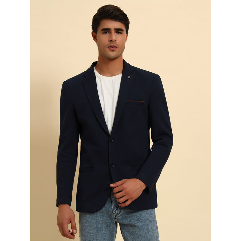 Cantabil Men Navy Blue Solid Smart Fit Blazer (38)