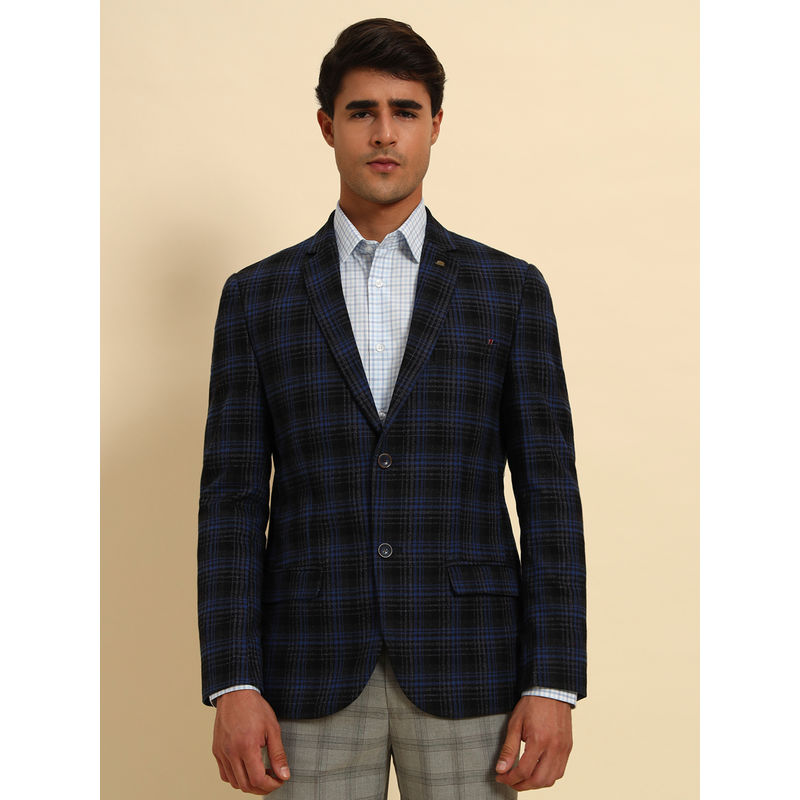 Cantabil Men Navy Blue Checks Smart Fit Blazer (38)