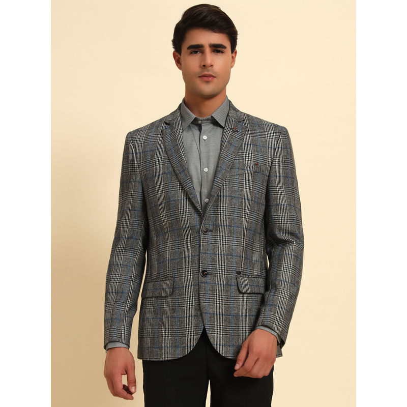 Cantabil Men Grey Checks Smart Fit Blazer (36)