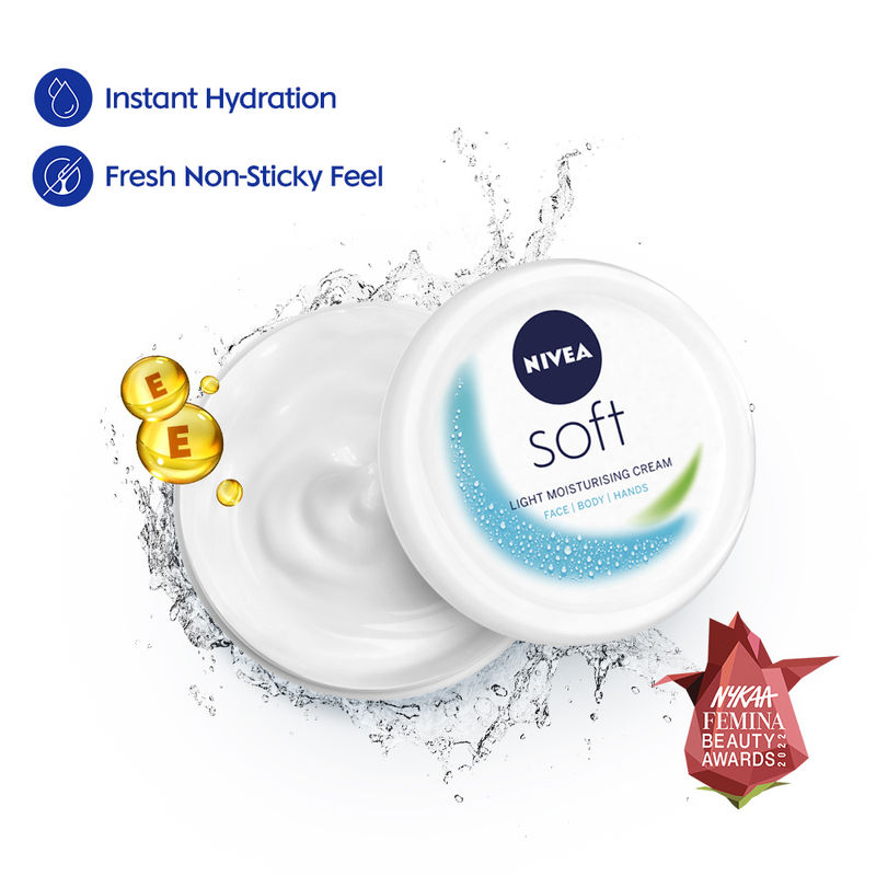 NIVEA Soft Light Moisturizer for Face, Hand & Body, NonSticky Cream