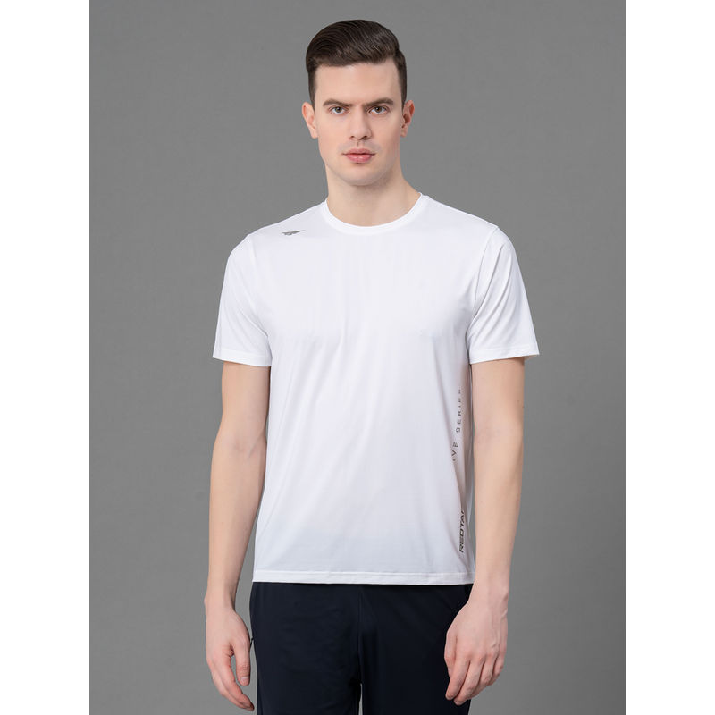 Red Tape Men White Nylon Elastane Solid Activewear T-Shirt (S)